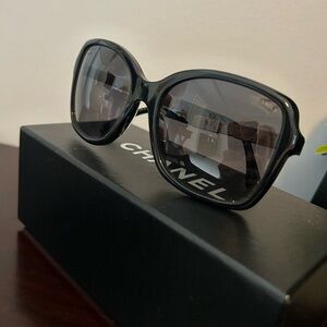 Chanel Black Square Bejeweled Sunglasses